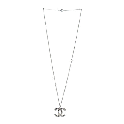 Chanel Baguette Crystal CC Necklace Silver 3 of 5