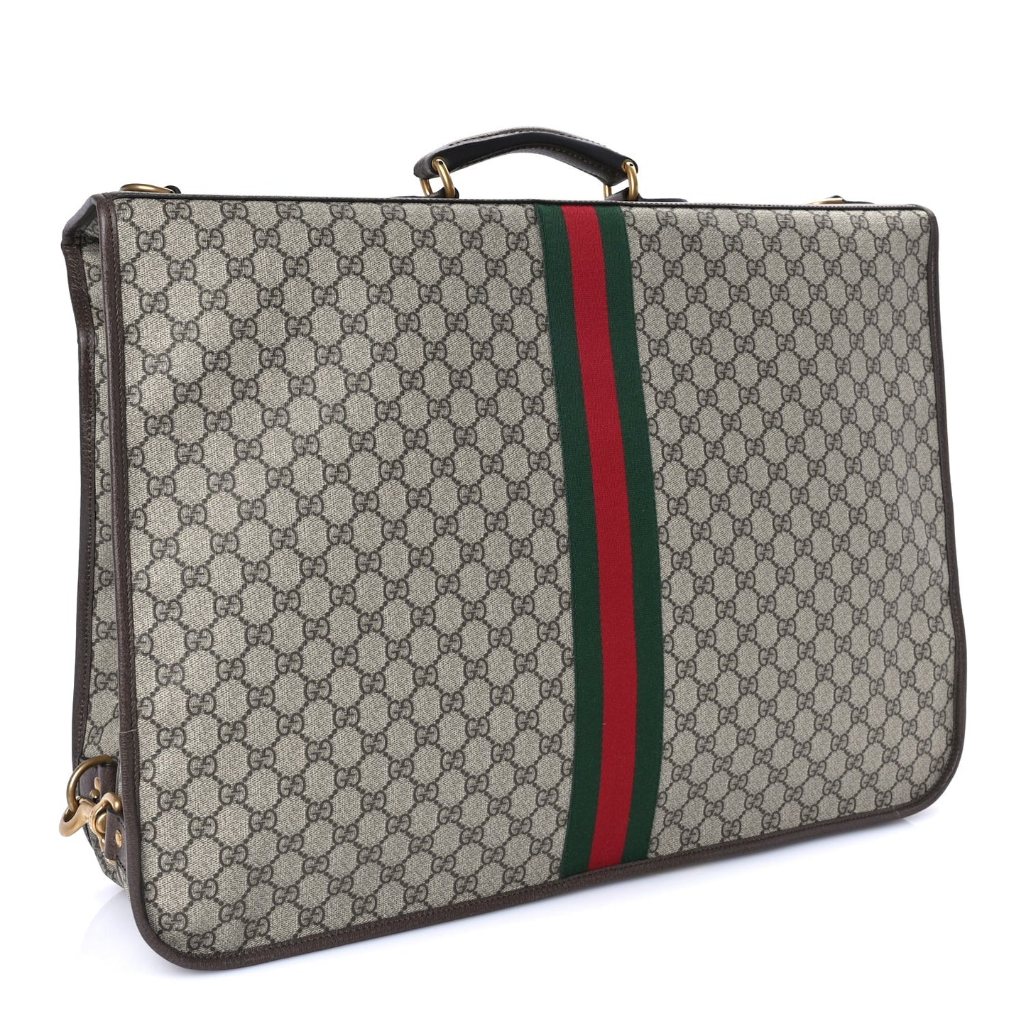 GG Supreme Monogram Textured Dollar Calfskin Web Ophidia Savoy Garment Bag Beige Ebony New Acero