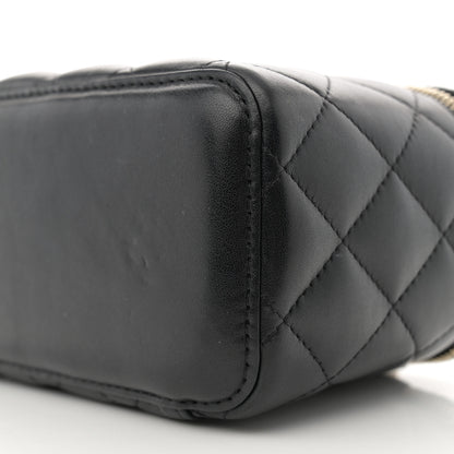 Chanel Lambskin Quilted Pearl Crush Small Vanity Case With Chain Black 10 of 11