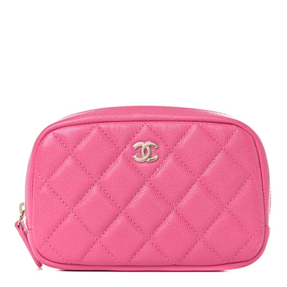 Chanel Caviar Quilted Small Curvy Pouch Cosmetic Case Pink 1 of 10