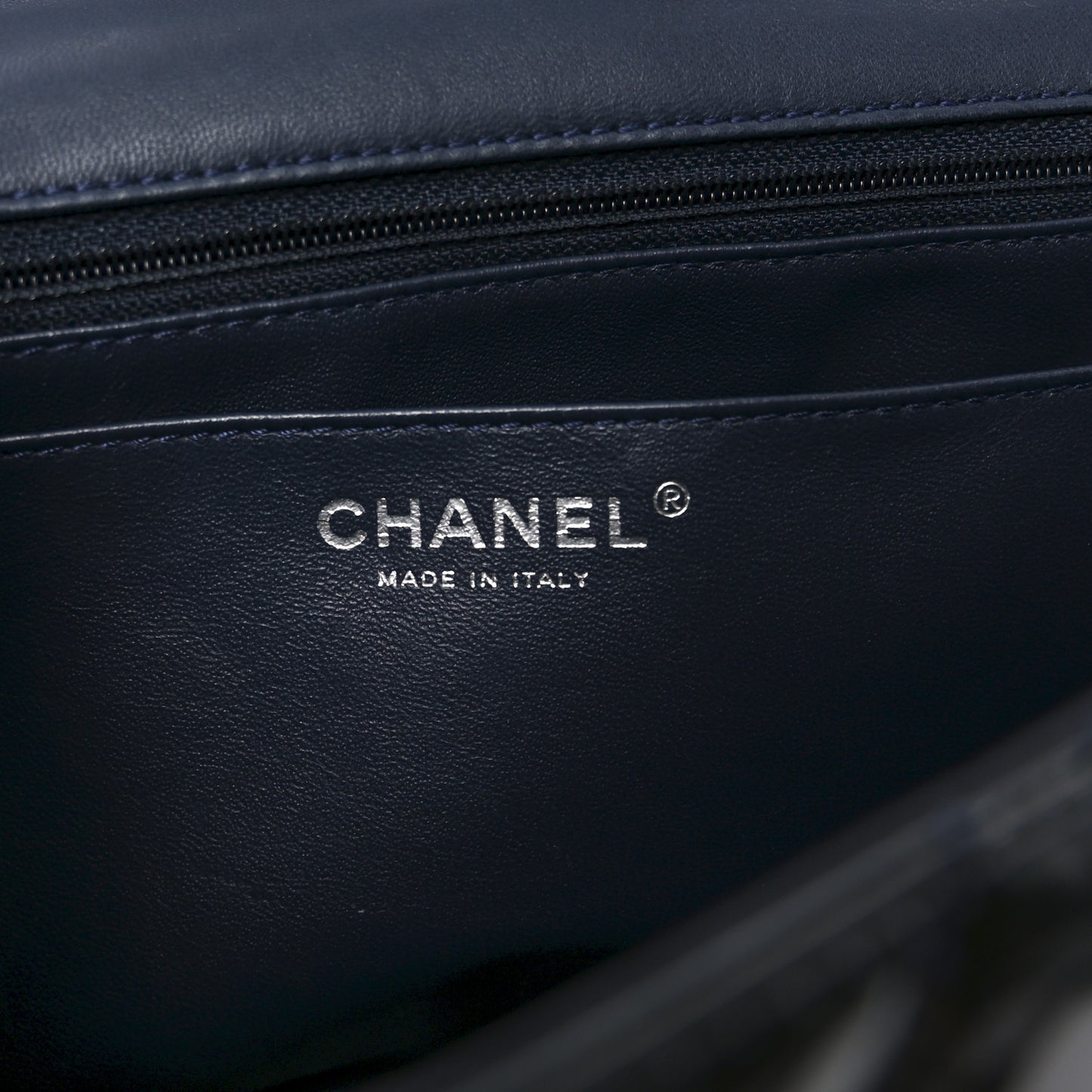 Patent Quilted Jumbo Single Flap Navy