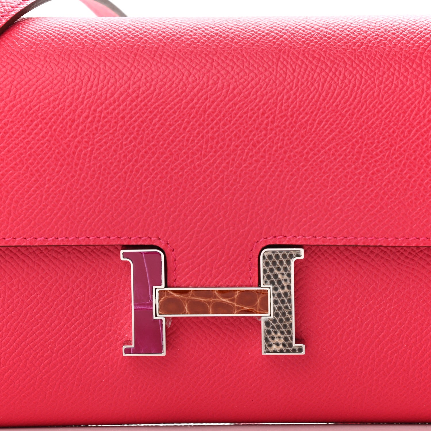 Hermes Epsom Alligator Lizard Constance Wallet To Go Rose Extreme 10 of 11