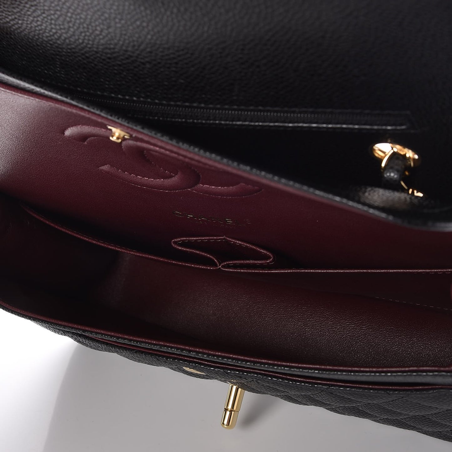 Caviar Quilted Medium Double Flap Black