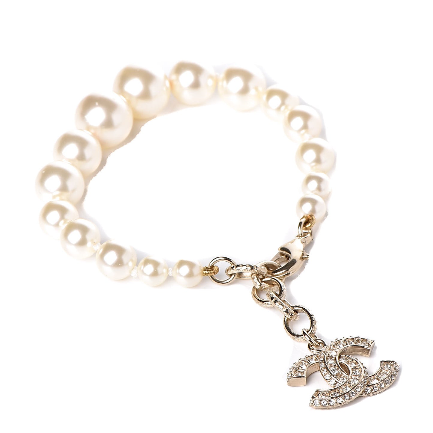Pearl Crystal CC Bracelet Gold