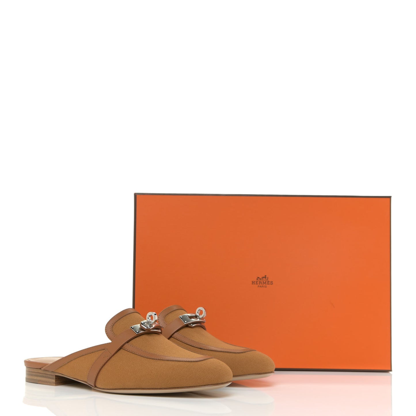 Cotton Canvas Calfskin Oz Mules 37 Naturel Beige Dore
