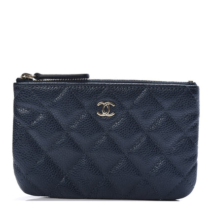 Chanel Metallic Caviar Quilted Small Cosmetic Case Dark Blue 1 of 8