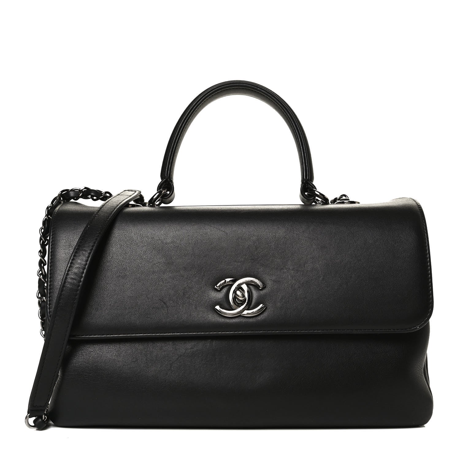 Chanel Calfskin Medium Trendy CC Dual Handle Flap Bag Black 1 of 13
