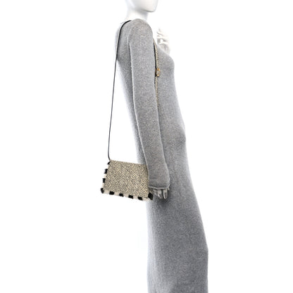 Fendi Watersnake Mink Daisy Clutch White Black 2 of 11