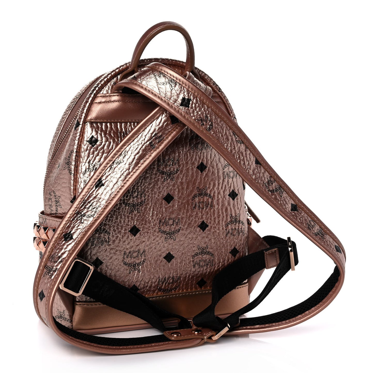 Metallic Visetos Small Side Stud Stark Backpack Champagne Gold