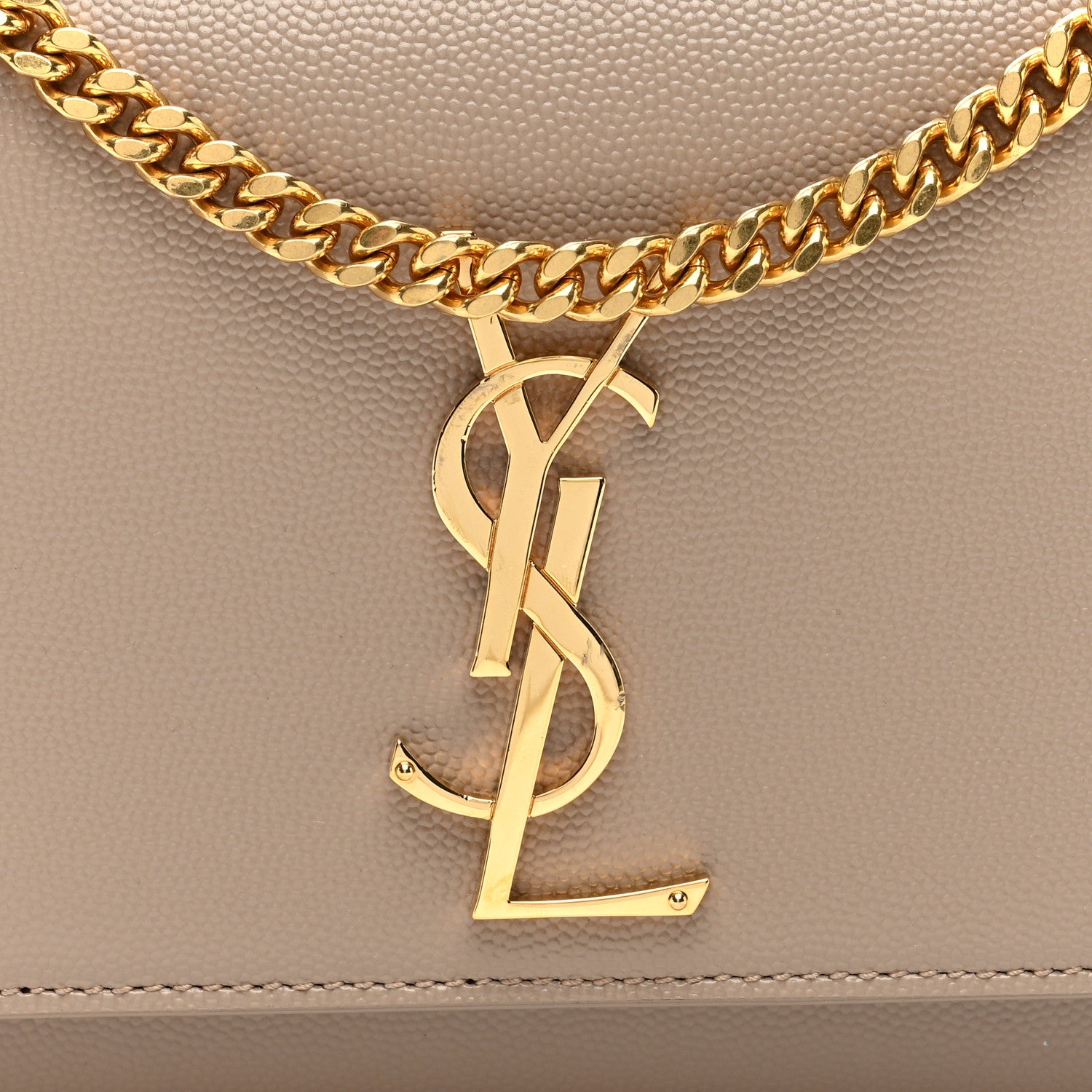 Saint Laurent Grain De Poudre Small Monogram Kate Satchel Dark Beige 7 of 9