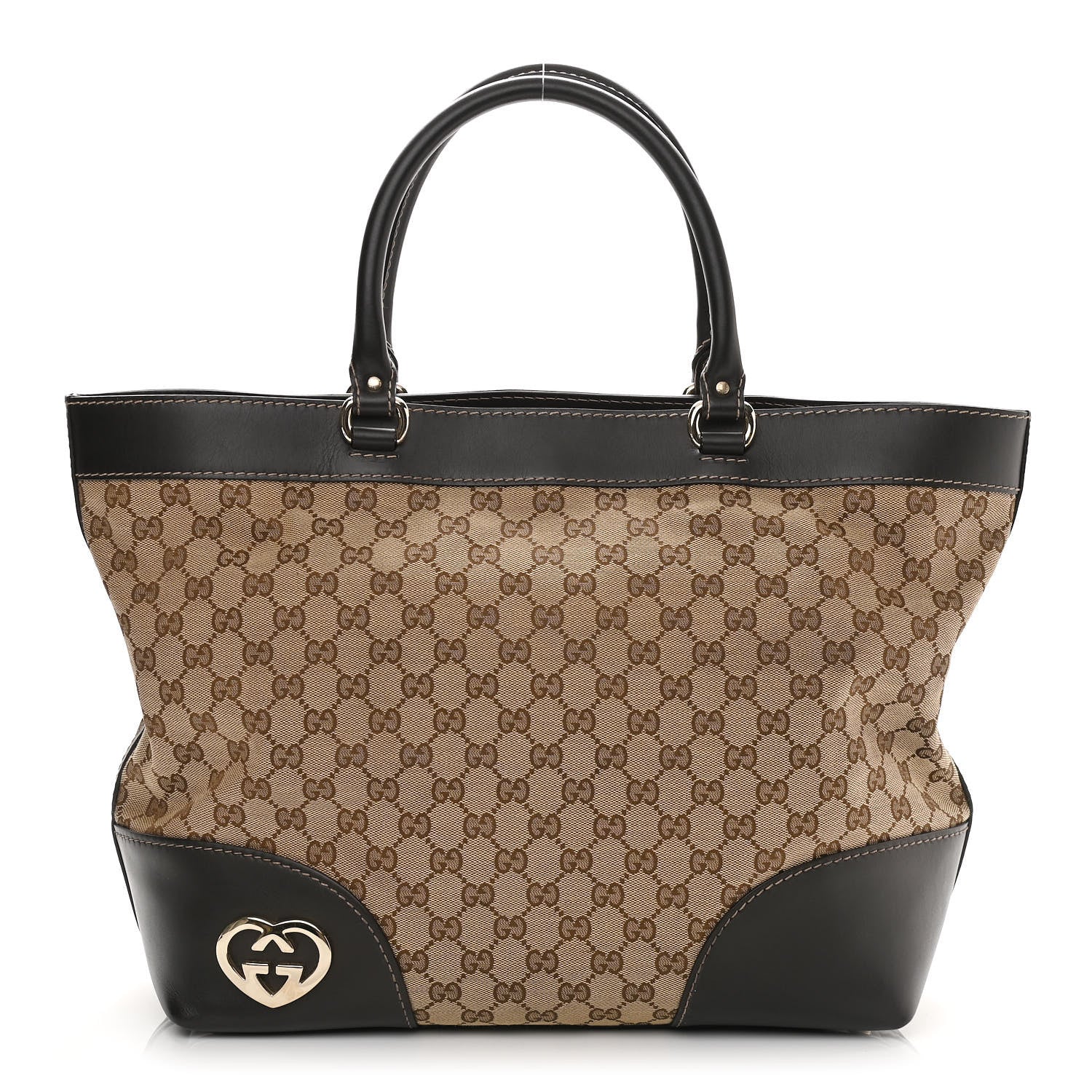 Gucci Monogram Lovely Heart Top Handle Dark Brown 1 of 14