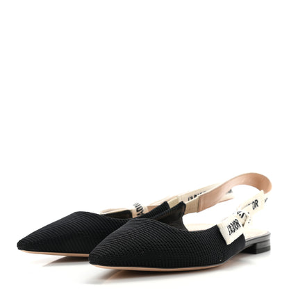 Christian Dior Technical Canvas Ribbon J'Adior Slingback Ballet Flats 36.5 Black 3 of 8