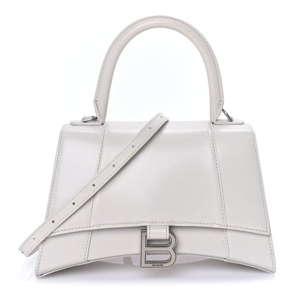 Balenciaga Shiny Box Calfskin Tonal B Small Hourglass Top Handle Bag  White 1 of 7