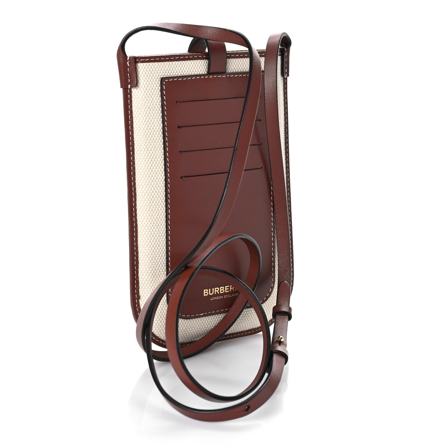 Burberry Canvas Callfskin Anne Phone Case With Strap White Tan 3 of 8