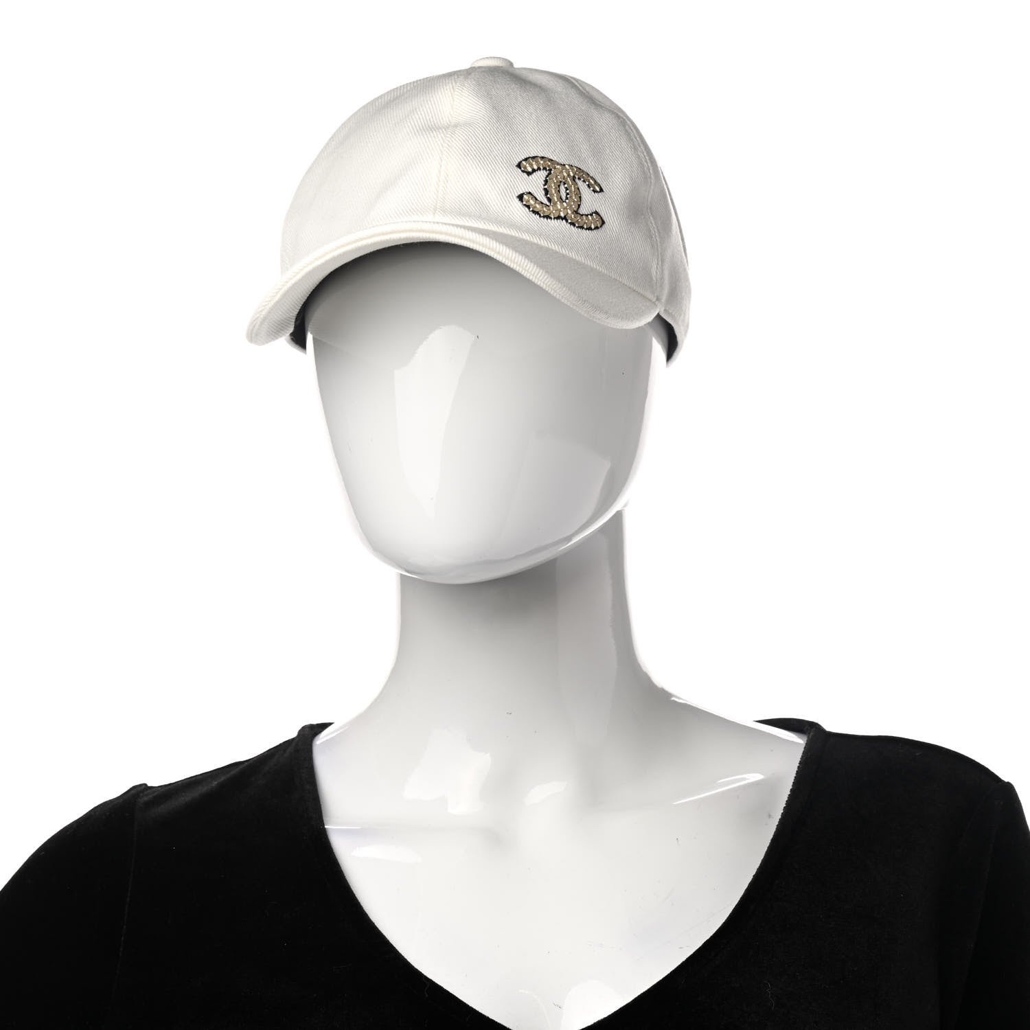 Chanel Cotton Sequin CC Cap Hat Ivory 2 of 8