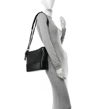 Chanel Aged Calfskin Chevron Quilted Medium Gabrielle Hobo So Black 2 of 10