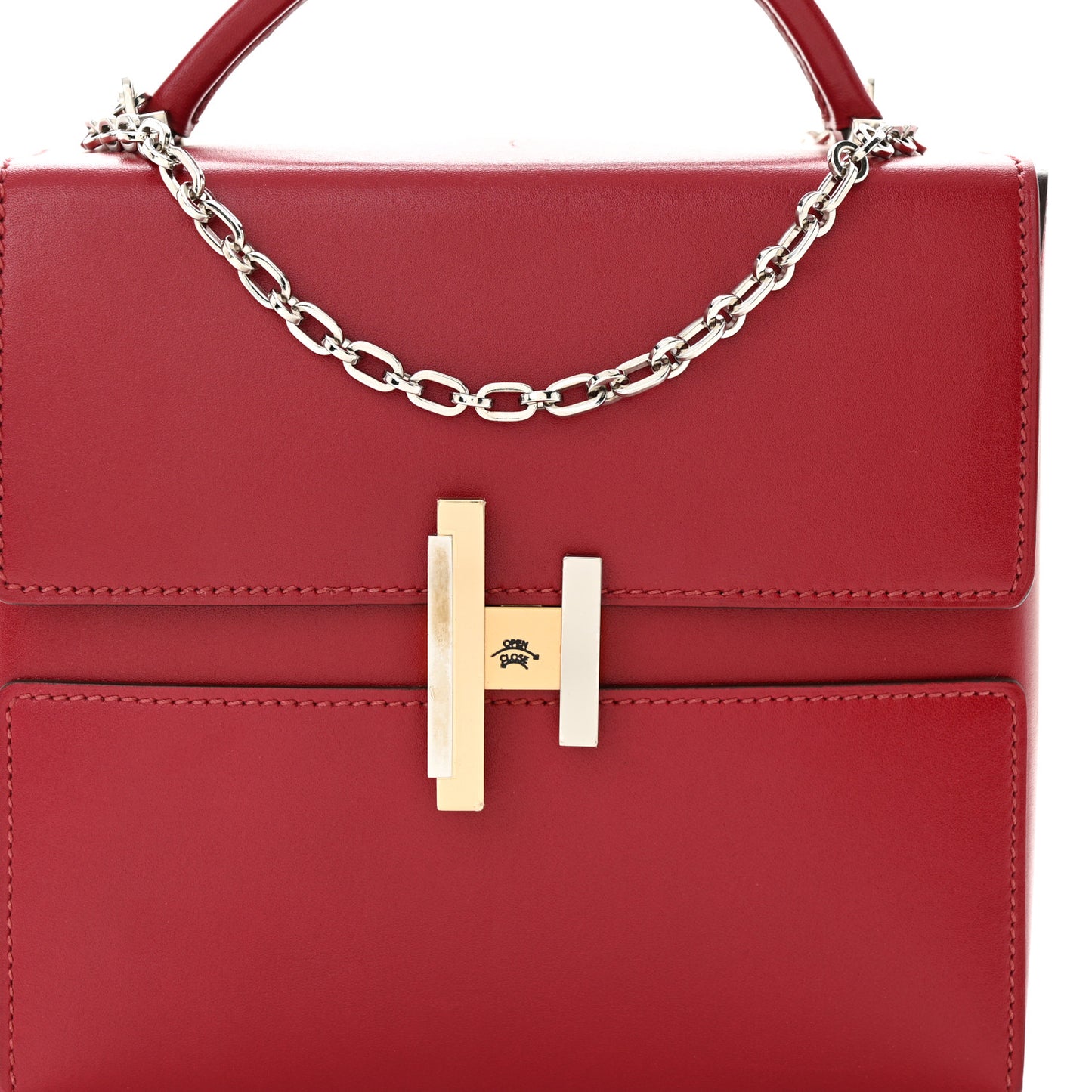 Villandry Calfskin Cinhetic Boxy Top Handle Bag Rubis