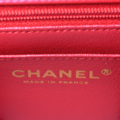 Chanel Iridescent Lambskin Quilted Mini Top Handle Rectangular Flap Red 6 of 11