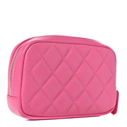 Chanel Caviar Quilted Small Curvy Pouch Cosmetic Case Pink 3 of 10