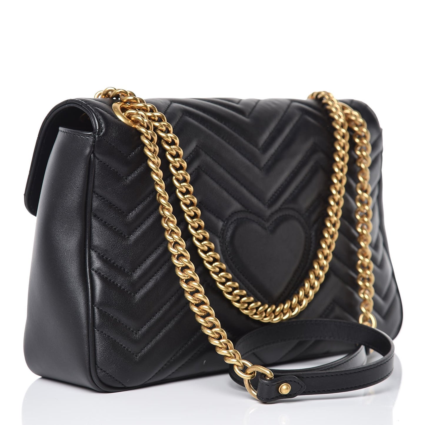 Calfskin Matelasse Medium GG Marmont Shoulder Bag Black