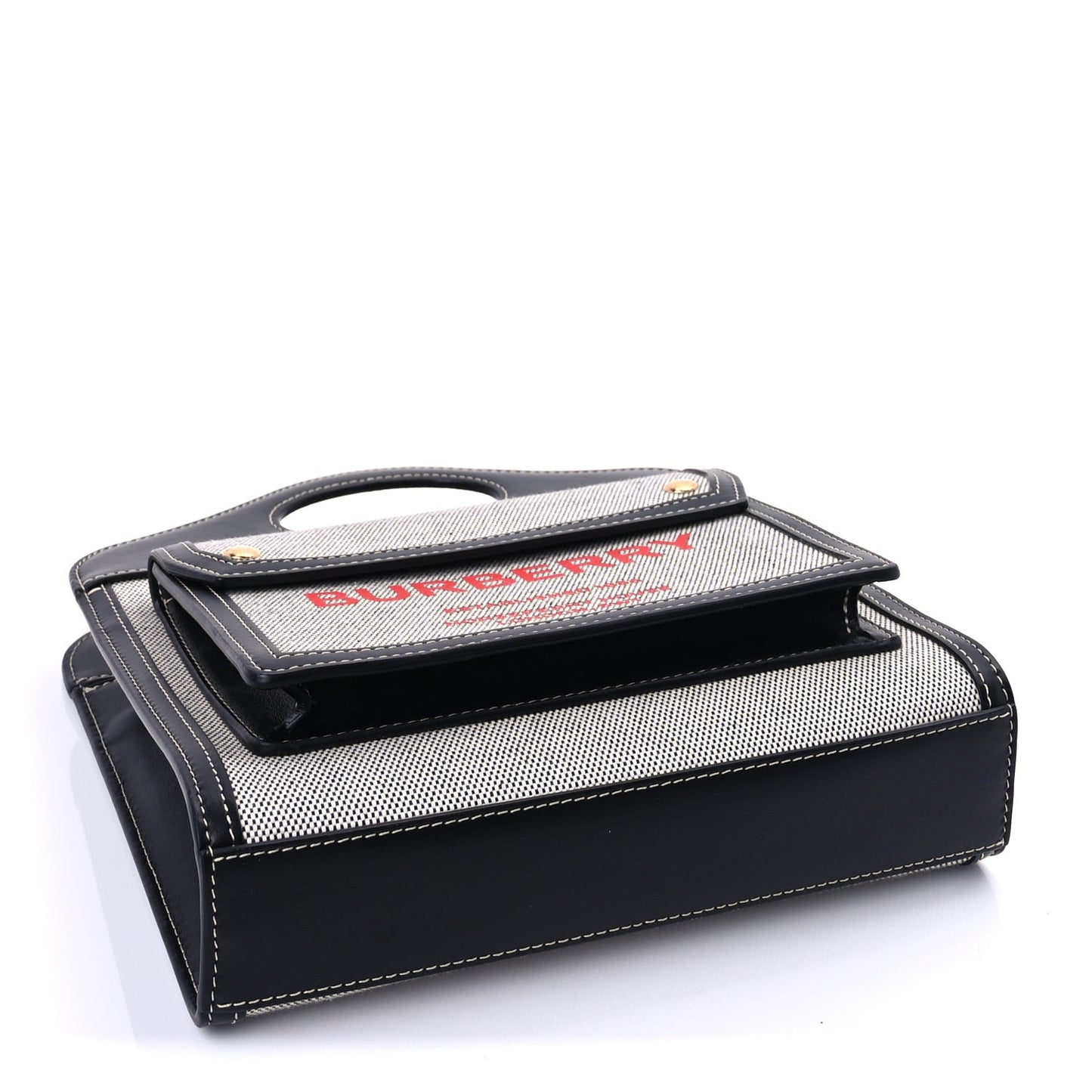 Smooth Calfskin Canvas Two Tone Mini Pocket Bag  Natural Black