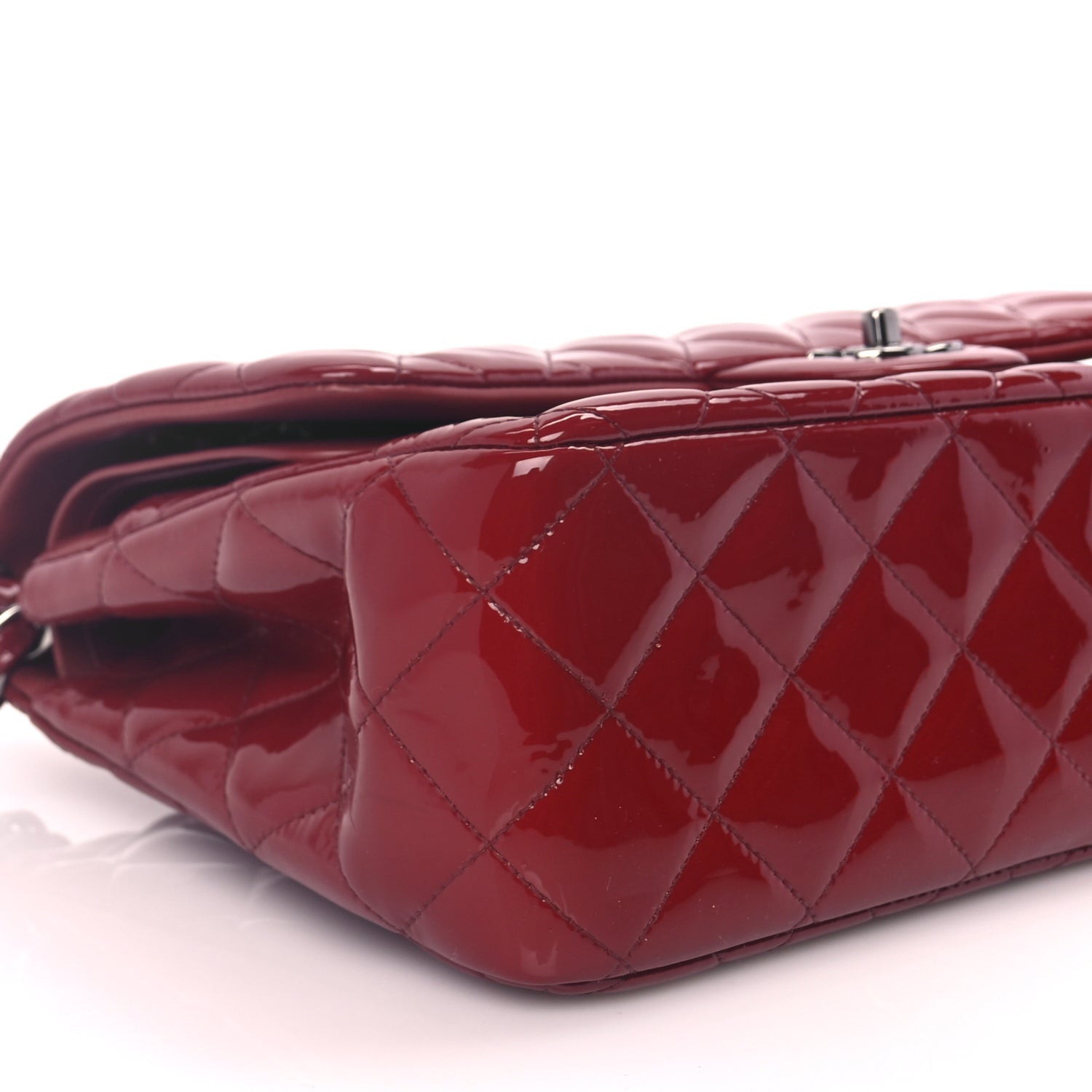 Chanel Patent Quilted Jumbo Double Flap Dark Red 8 of 9