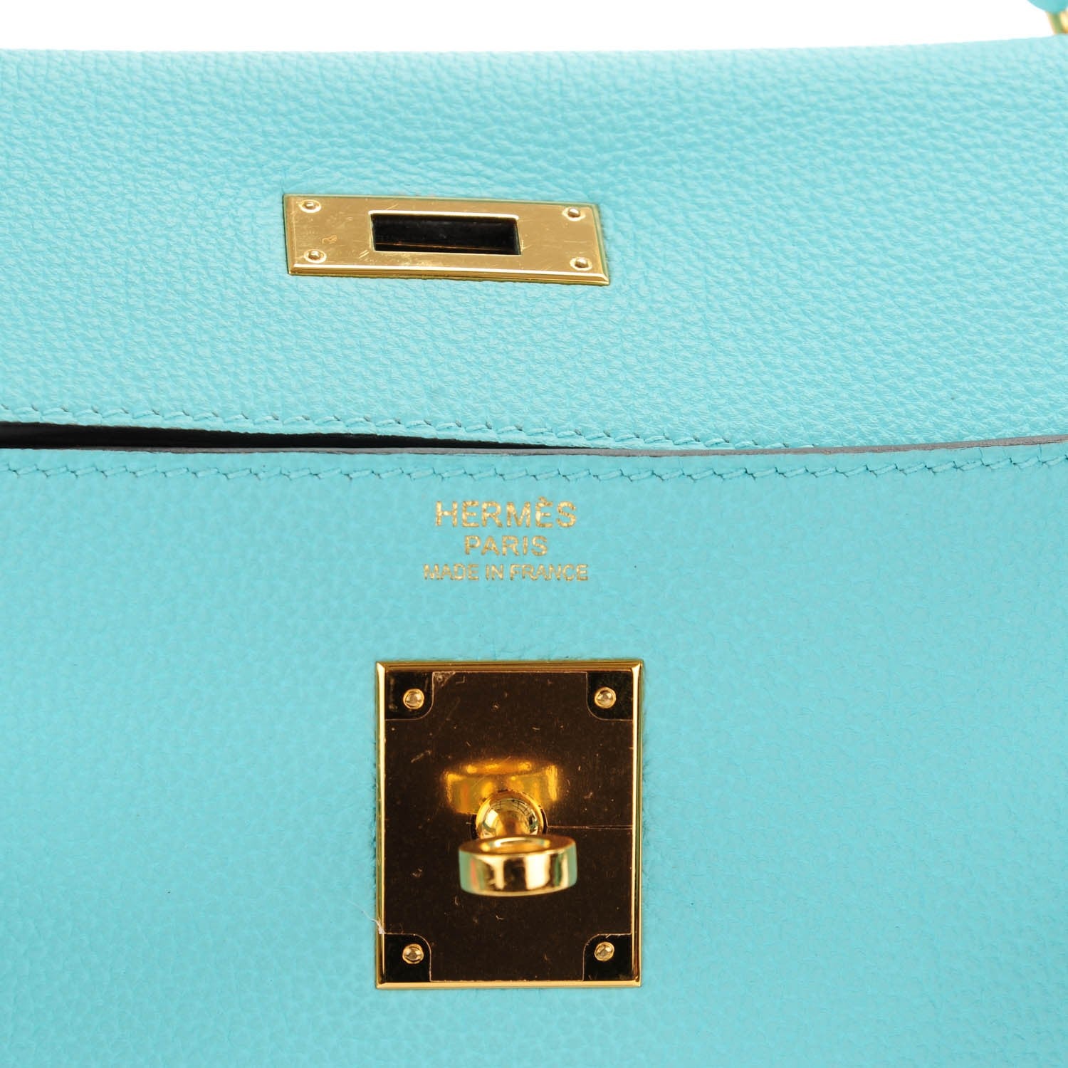 Hermes Togo Kelly Retourne 32 Bleu Atoll 11 of 26