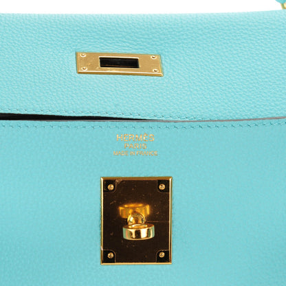 Hermes Togo Kelly Retourne 32 Bleu Atoll 11 of 26