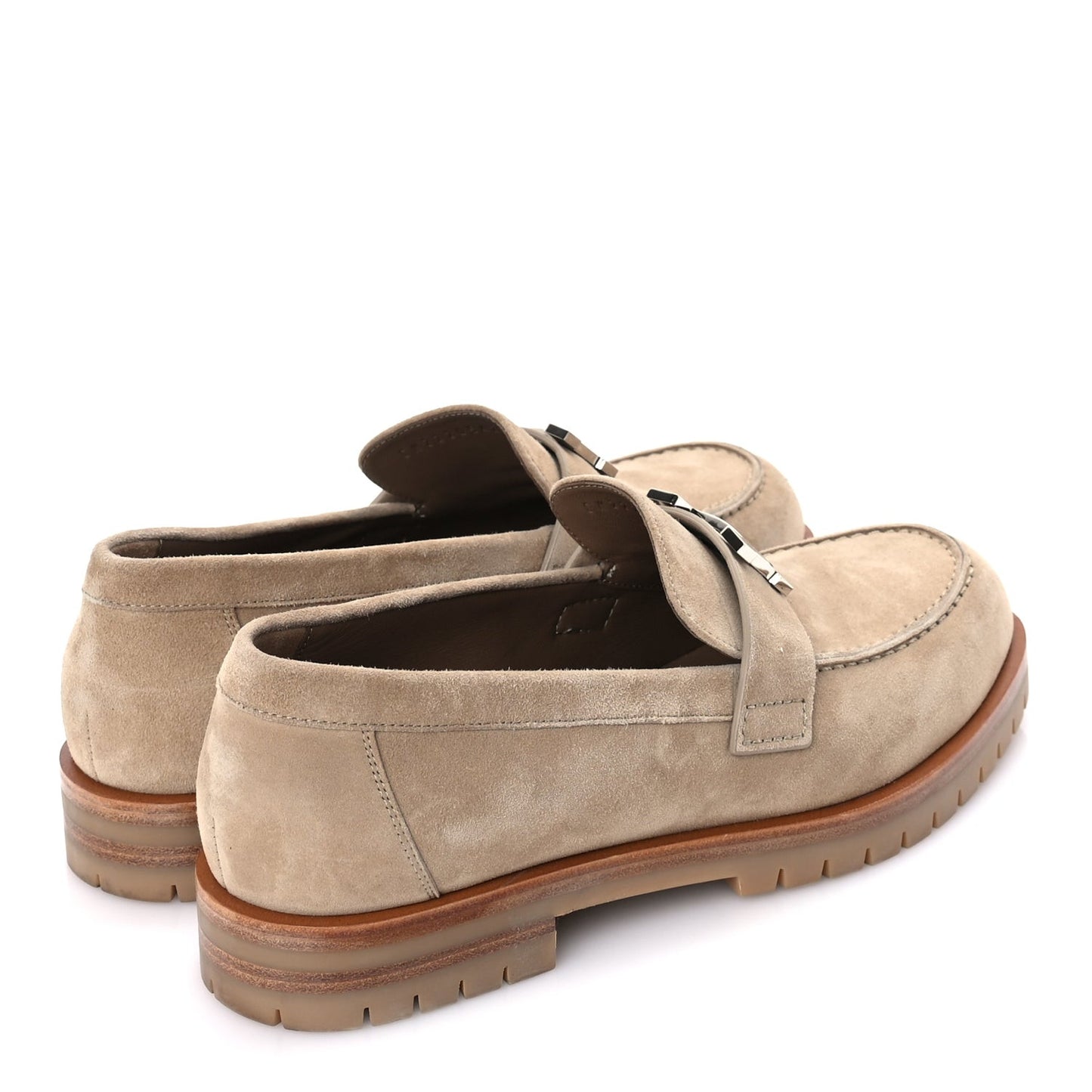 Suede Goatskin Womens Faubourg Loafers 37 Beige Argile Beige Argile