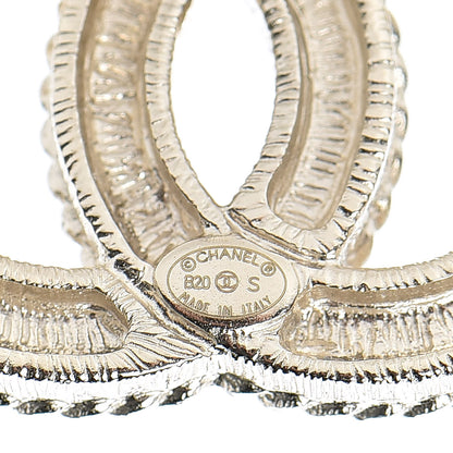 Chanel Pearl Crystal CC Earrings Silver 4 of 5