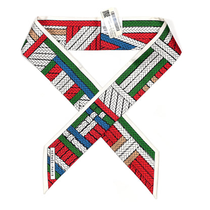 Hermes Silk Tresses H Twilly Rouge White Vert 1 of 4
