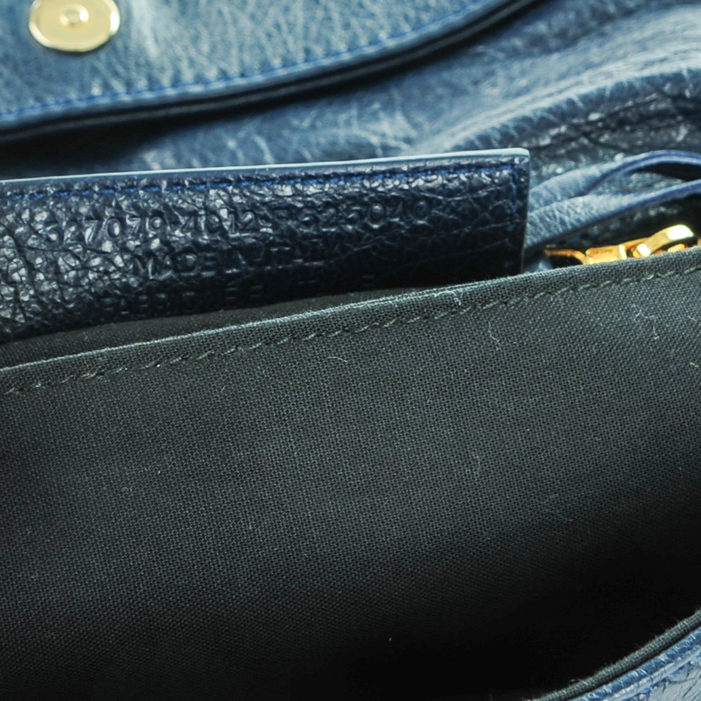 Agneau Giant 12 Gold Hardware Envelope Strap Clutch Bleu Obscur