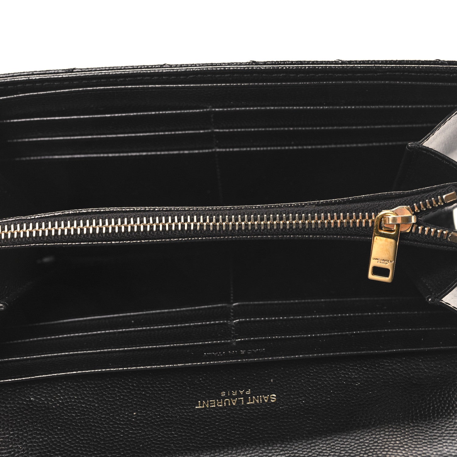 Saint Laurent Grain De Poudre Matelasse Chevron Monogram Flap Wallet Black 5 of 9