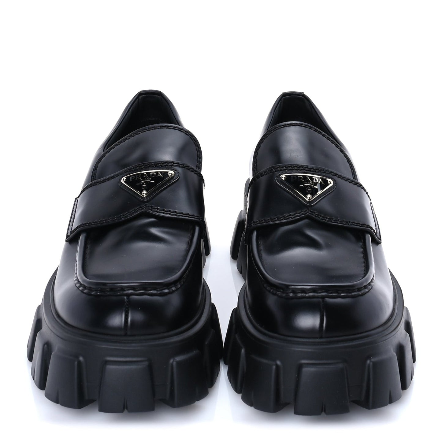 Spazzolato Rois Metal Triangle Logo Mens Monolith 55mm Loafers 8 Black
