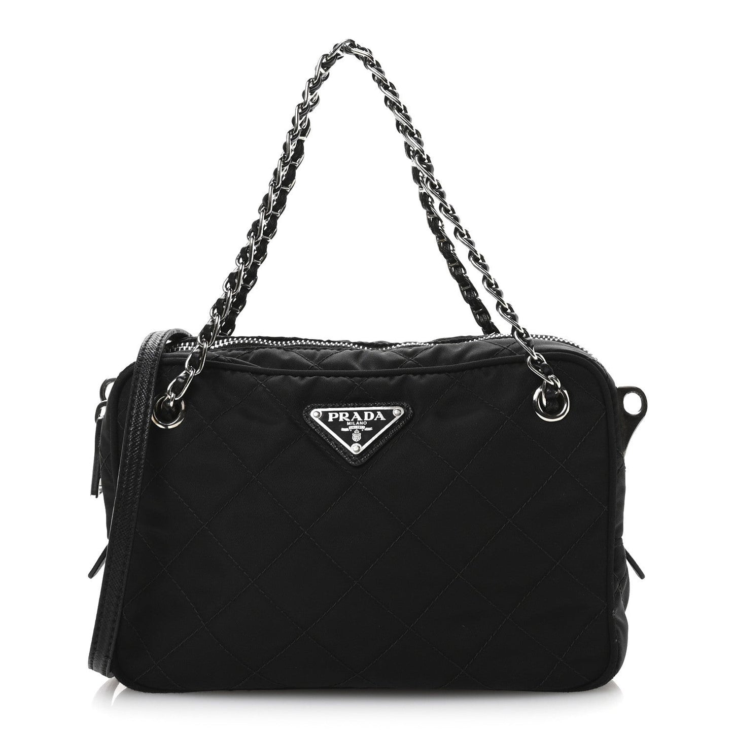 Nylon Tessuto Impuntu Quilted Bandoliera Crossbody Bag Black