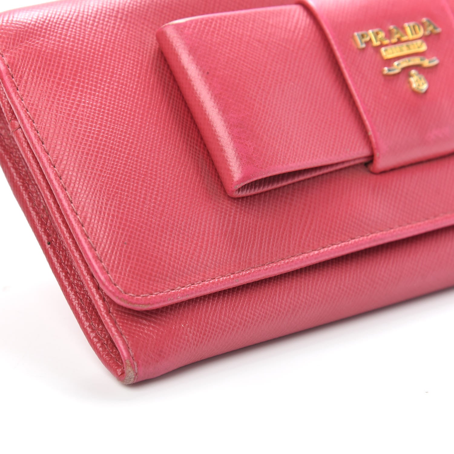 Prada Saffiano Bow Continental Wallet Peonia 7 of 12