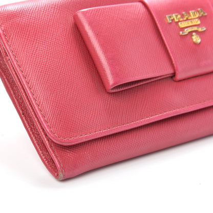 Prada Saffiano Bow Continental Wallet Peonia 7 of 12