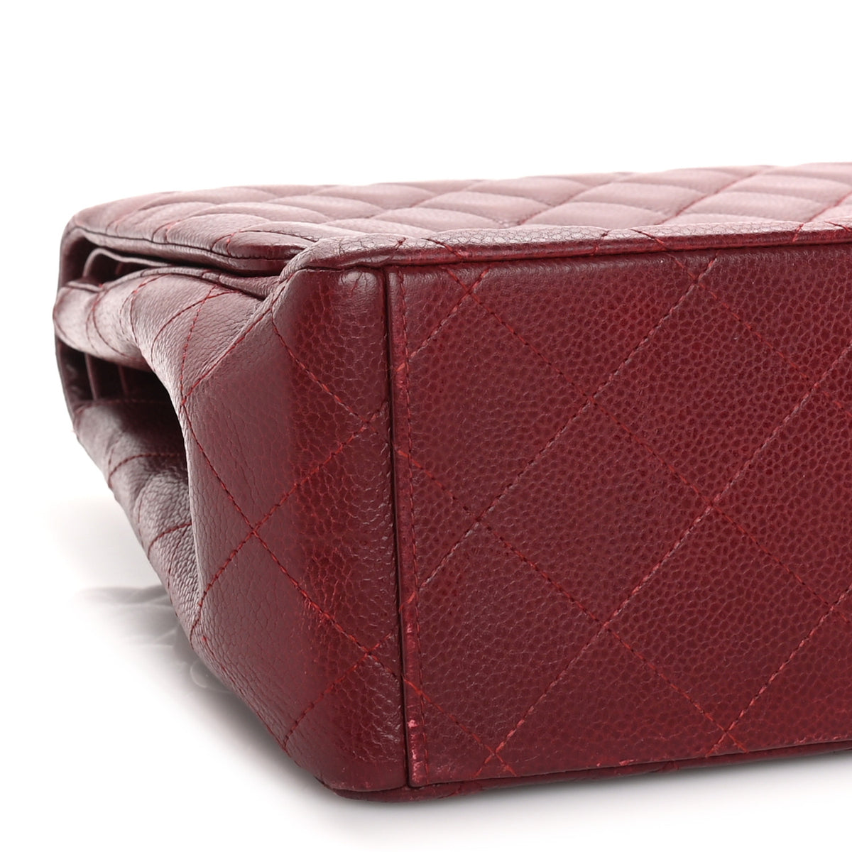 Chanel Caviar Quilted Maxi Double Flap Dark Red 8 of 9