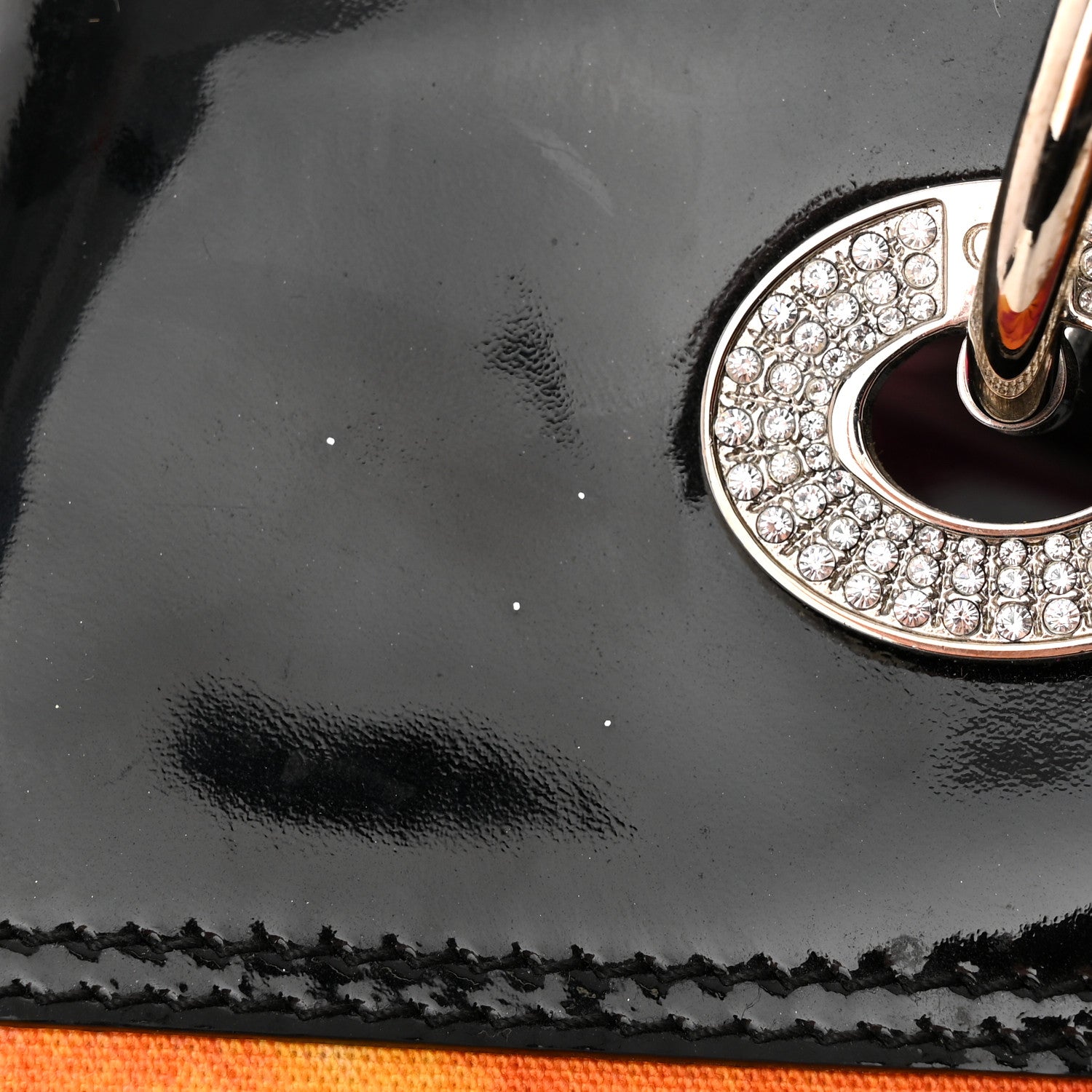 Christian Dior Patent Crystal Embellished Canvas Lips Print Tote Black Multicolor 25 of 26