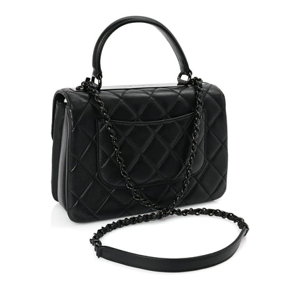 Chanel Lambskin Quilted Small Trendy CC Dual Handle Flap Bag So Black 2 of 9