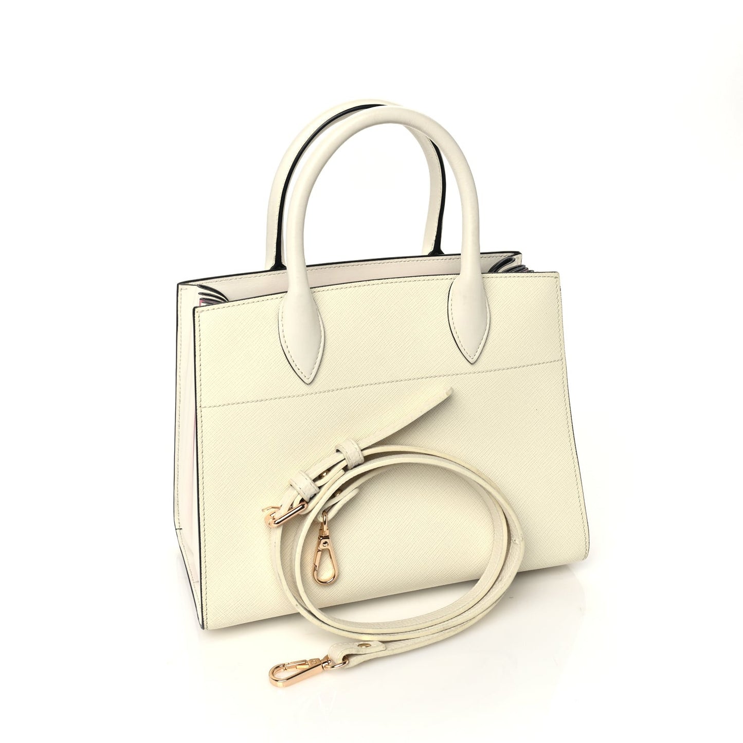Saffiano City Calf Bibliotheque Bag  White Begonia