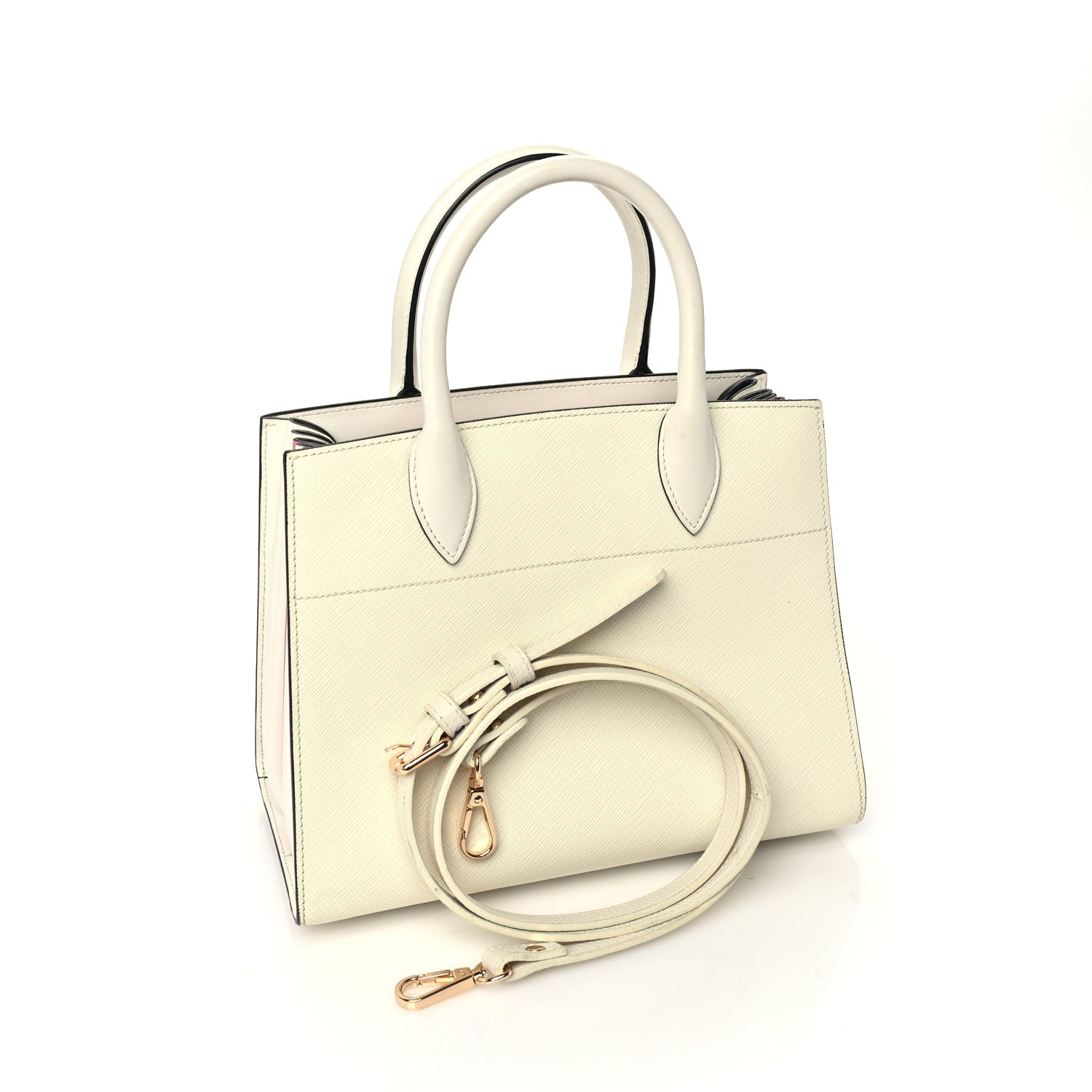 Prada Saffiano City Calf Bibliotheque Bag  White Begonia 2 of 8