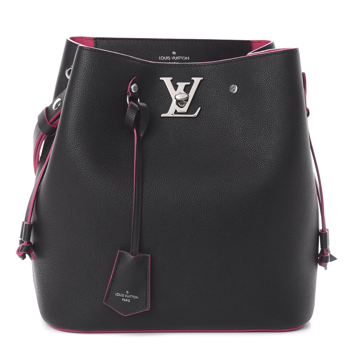 Calfskin Lockme Bucket Black