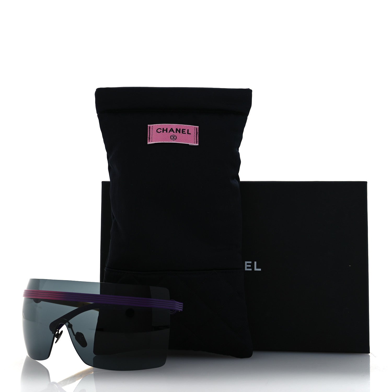 Chanel Metal Graphic Lines Shield Sunglasses 71586 Purple Pink 7 of 7