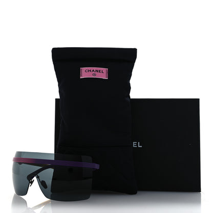 Chanel Metal Graphic Lines Shield Sunglasses 71586 Purple Pink 7 of 7