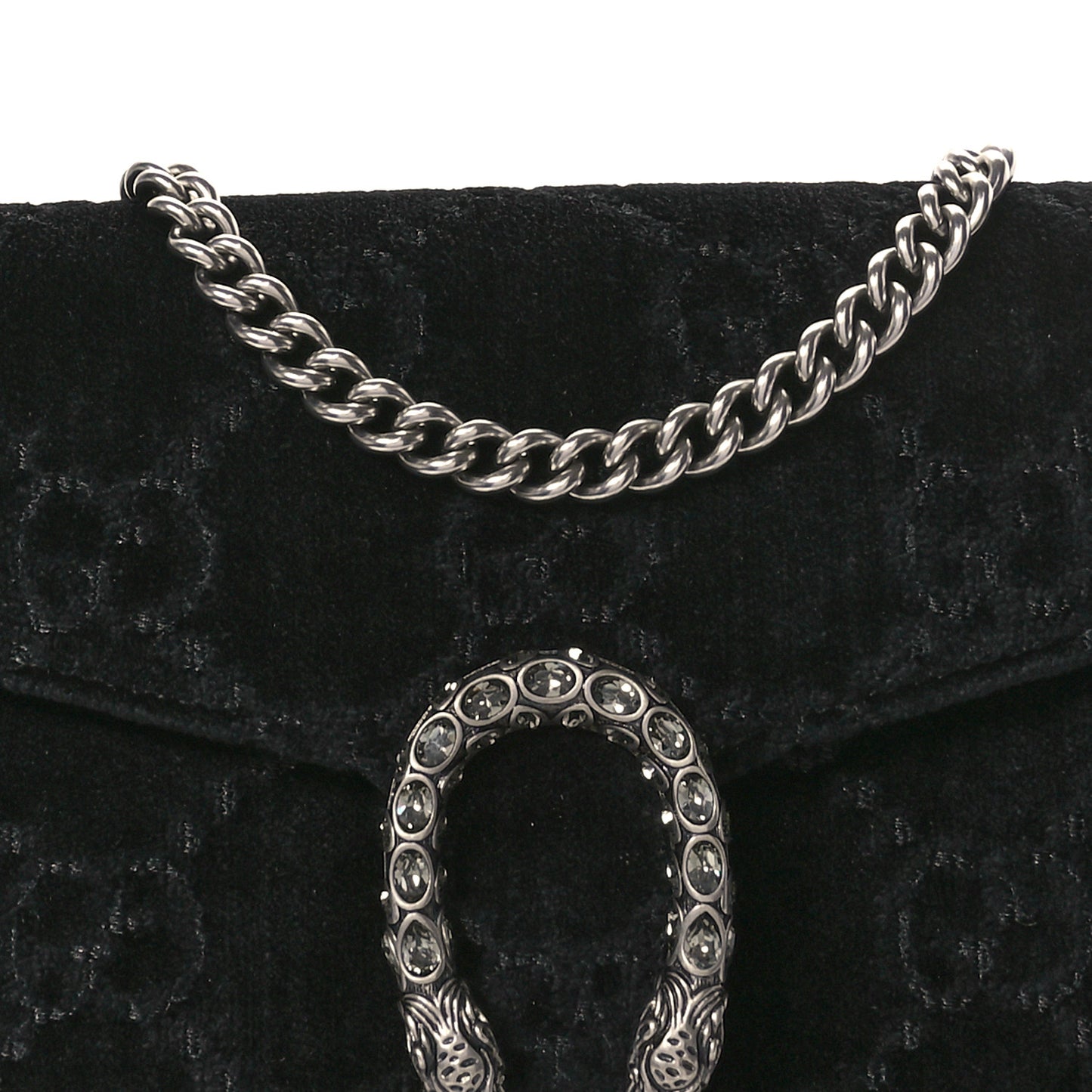 Velvet GG Monogram Mini Dionysus Chain Wallet Black Diamond