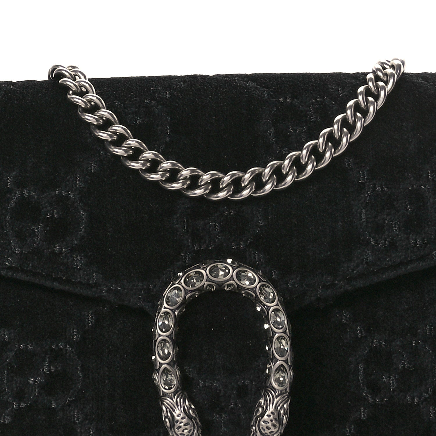 Gucci Velvet GG Monogram Mini Dionysus Chain Wallet Black Diamond 8 of 12