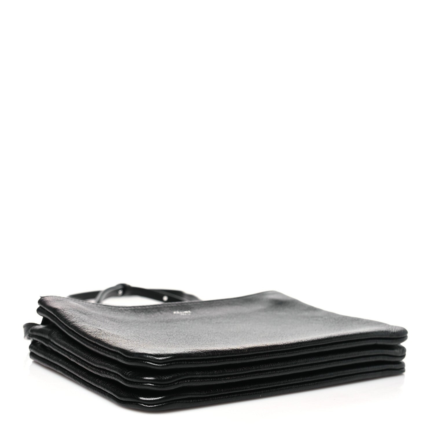 Celine Shiny Textured Calfskin Trio Crossbody Bag Black 4 of 7