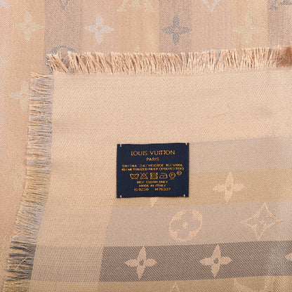Louis Vuitton Silk Lurex Wool So Shine Monogram Shawl Beige 5 of 5