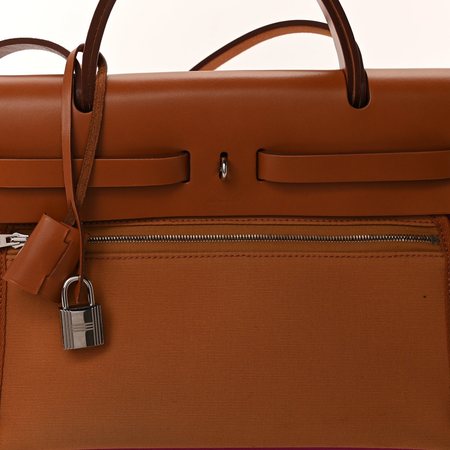 Hermes Toile Militaire Vache Hunter Herbag Zip Retourne 31 PM Rose Pourpre Fauve 7 of 9